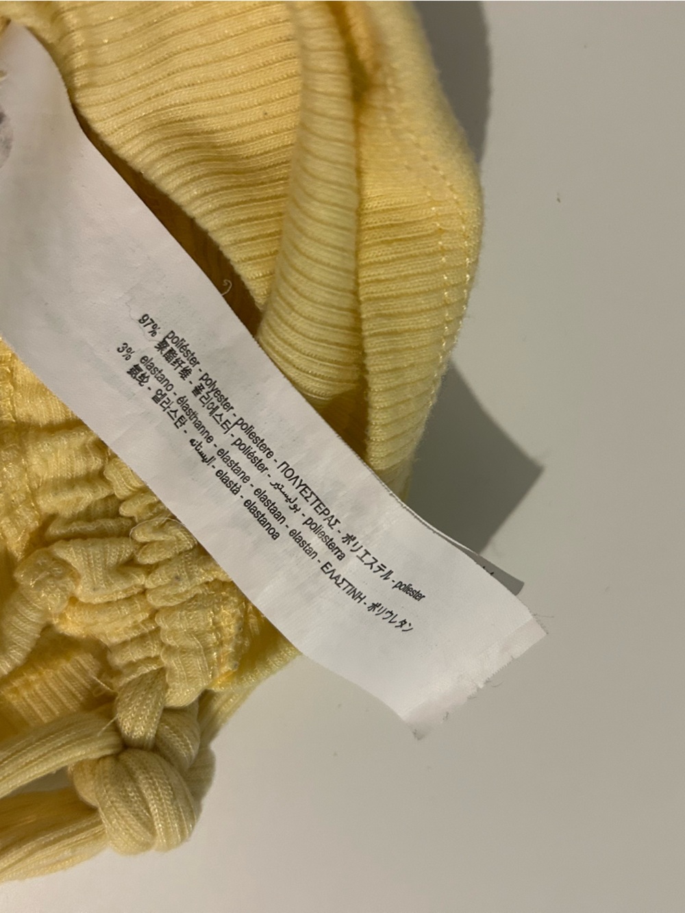 Zara Pale Yellow Ribbed Ruched Tee - Picture 5 of 6